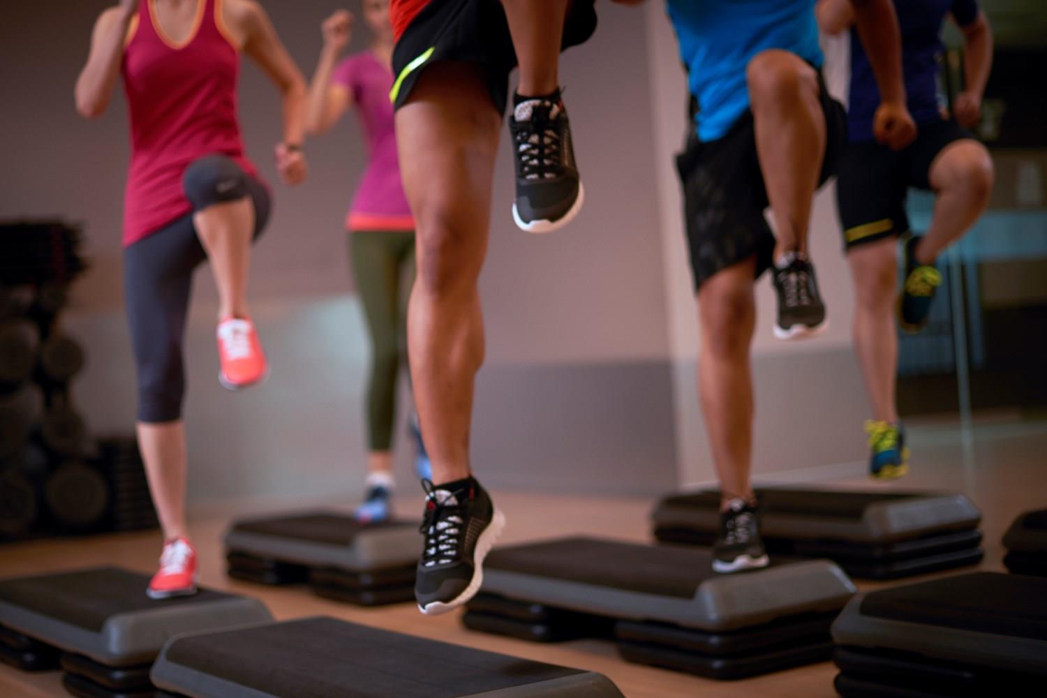 people in a fitness training class